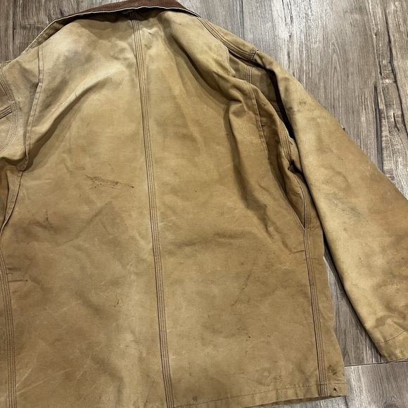 VTG Carhartt‎ Chore Coat XL Duck Canvas Jacket Quilt Lined Thrashed  Workwear - Picture 12 of 12